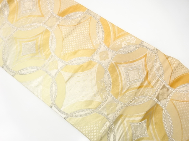 JAPANESE KIMONO / ANTIQUE FUKURO OBI / SILK / WOVEN SHIPPO PATTERN